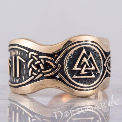 Handcrafted Valknut Ornamental Runic Band - Bronze