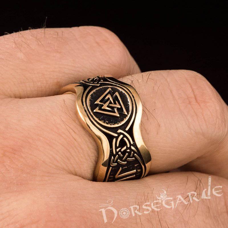 Handcrafted Valknut Ornamental Runic Band - Bronze