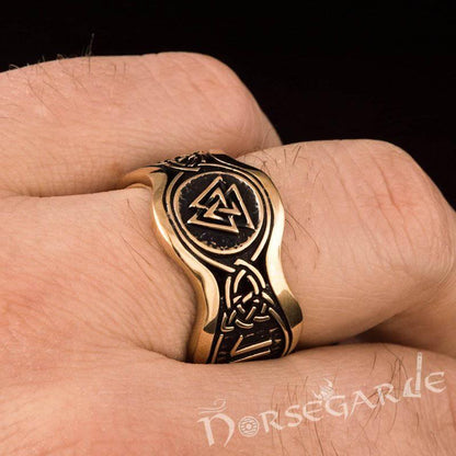 Handcrafted Valknut Ornamental Runic Band - Bronze