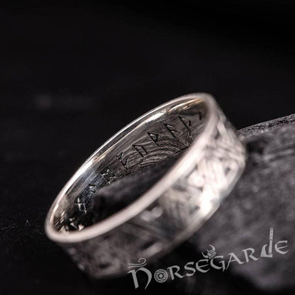 Handcrafted Valknut Pattern Band - Sterling Silver