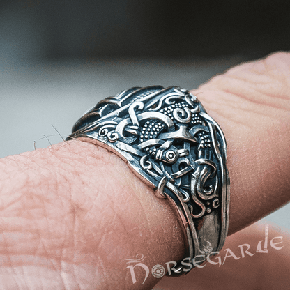Handcrafted Valknut Rune Mammen Style Ring - Sterling Silver