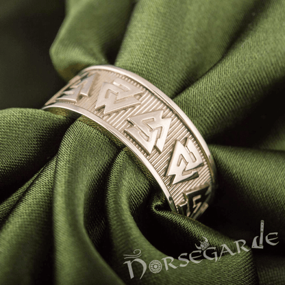 Handcrafted Valknut Runes Band - Gold