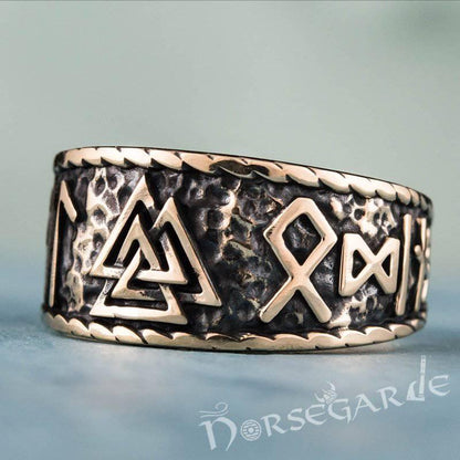 Handcrafted Valknut Runic Band - Bronze