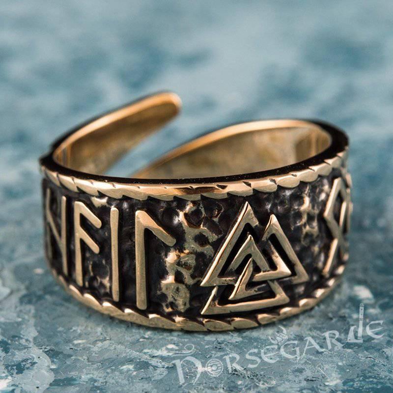 Handcrafted Valknut Runic Band - Bronze