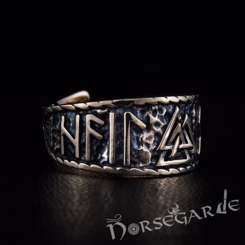 Handcrafted Valknut Runic Band - Bronze