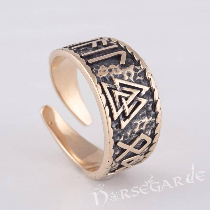 Handcrafted Valknut Runic Band - Bronze