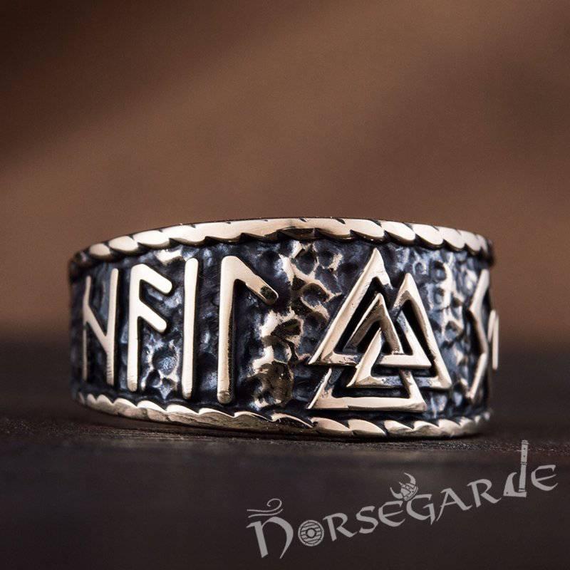 Handcrafted Valknut Runic Band - Bronze