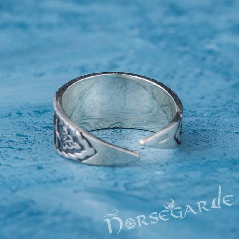 Handcrafted Valknut Runic Band - Sterling Silver