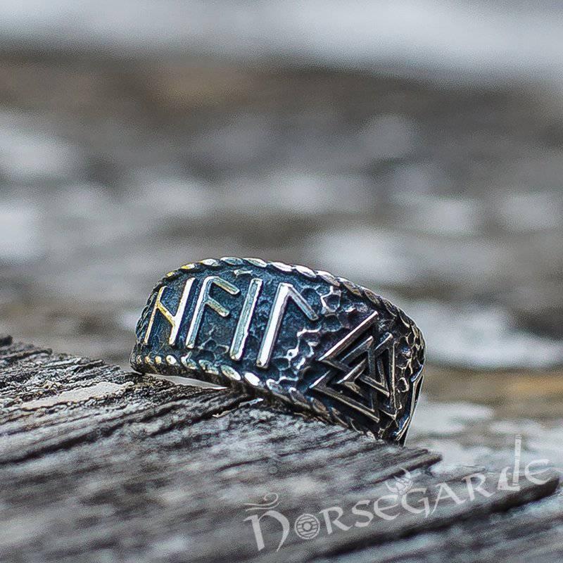 Handcrafted Valknut Runic Band - Sterling Silver