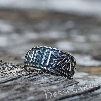 Handcrafted Valknut Runic Band - Sterling Silver
