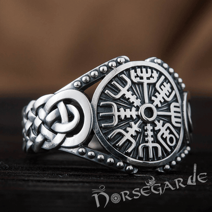 Handcrafted Vegvisir Braid Ornament Ring - Sterling Silver
