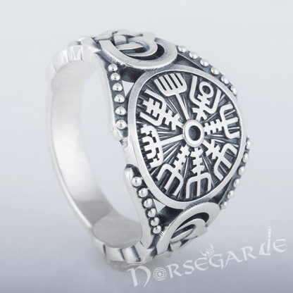 Handcrafted Vegvisir Braid Ornament Ring - Sterling Silver