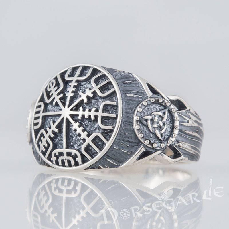 Handcrafted Vegvisir Druid Signet Ring - Sterling Silver