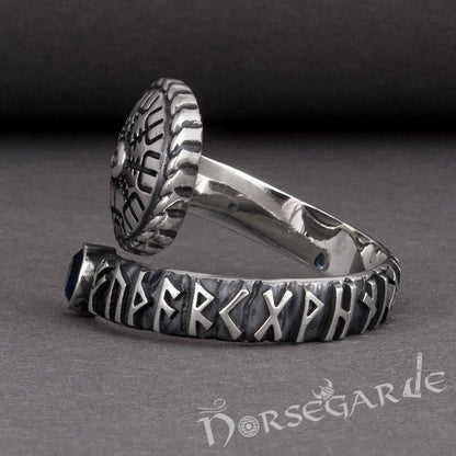 Handcrafted Vegvisir Ouroboros Band - Sterling Silver