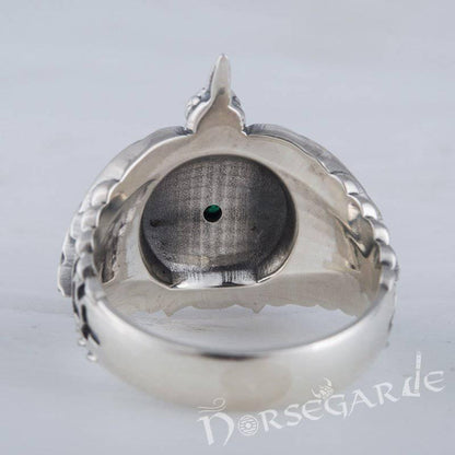 Handcrafted Vegvisir Raven's Flight Ring - Sterling Silver
