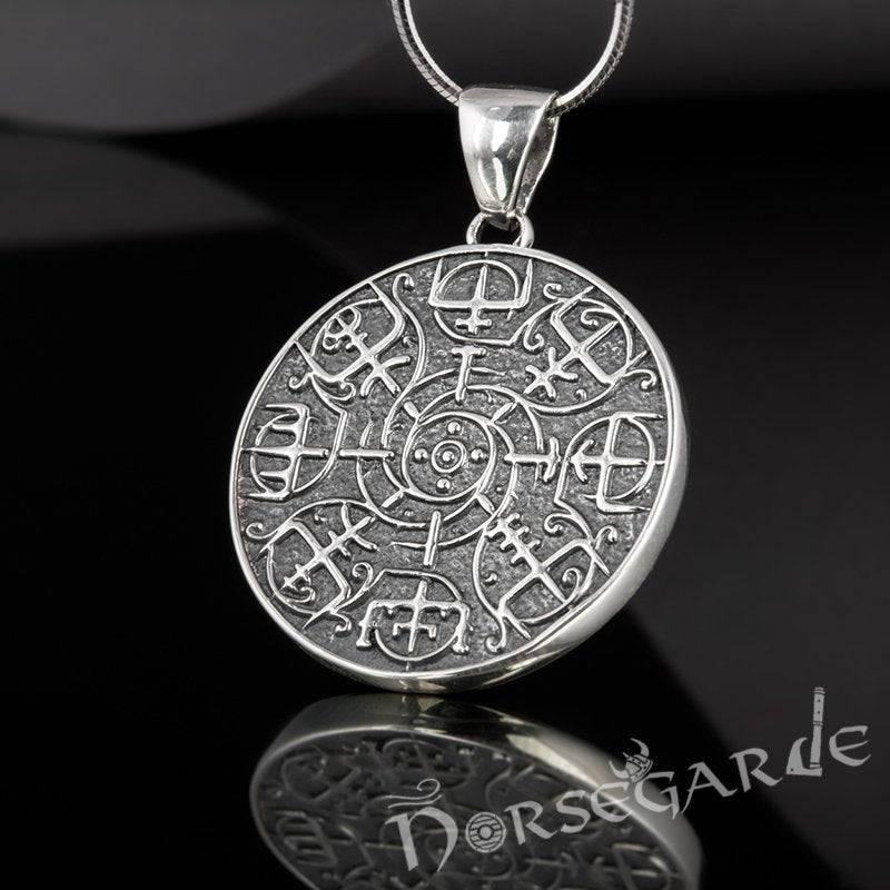 Handcrafted Vegvisir Rune Amulet - Sterling Silver