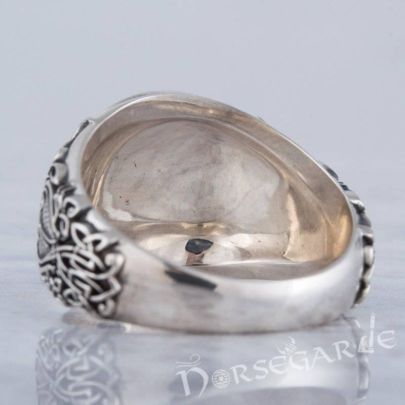 Handcrafted Vegvisir Viking Ornament Ring - Sterling Silver