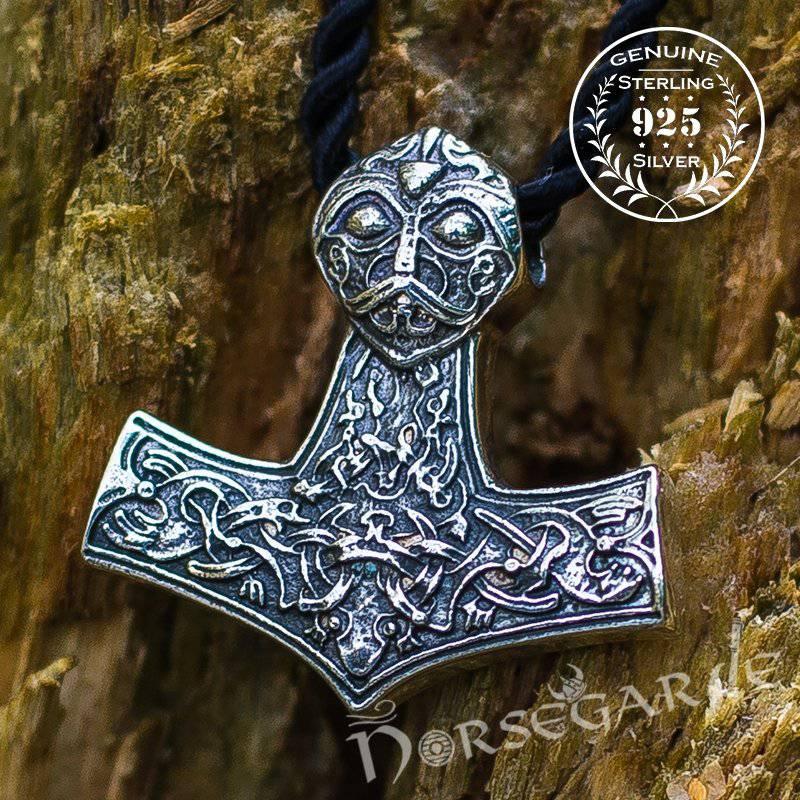 Handcrafted Viking Art Ornamental Mjölnir - Sterling Silver