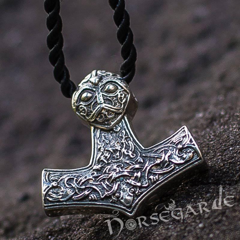 Handcrafted Viking Art Ornamental Mjölnir - Sterling Silver