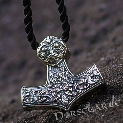Handcrafted Viking Art Ornamental Mjölnir - Sterling Silver