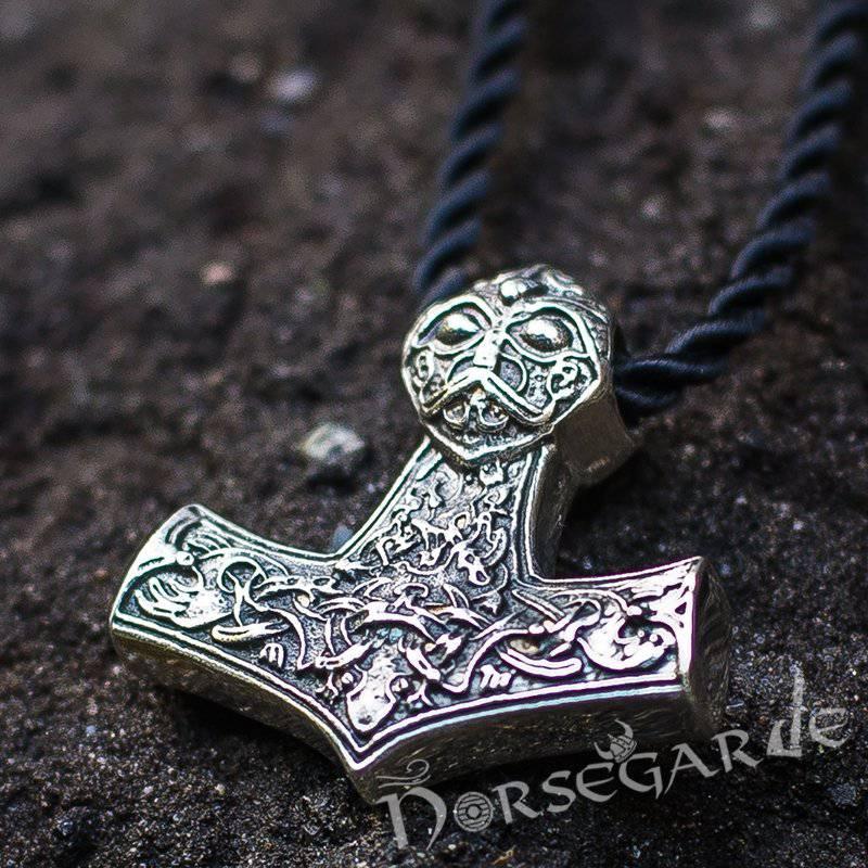 Handcrafted Viking Art Ornamental Mjölnir - Sterling Silver