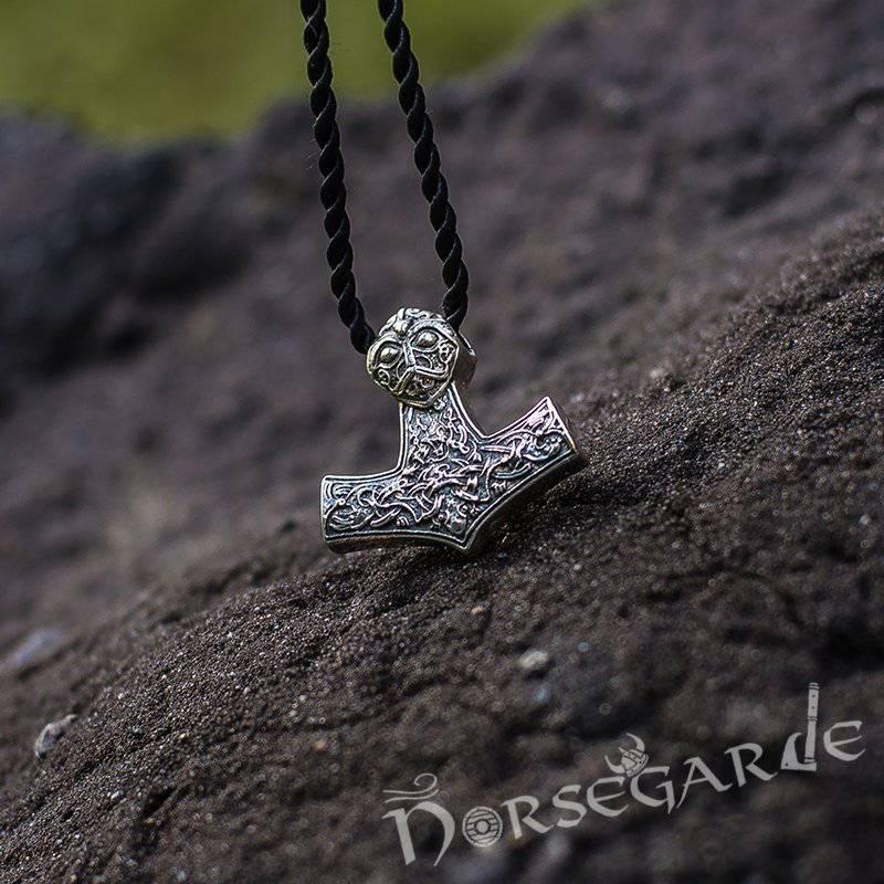 Handcrafted Viking Art Ornamental Mjölnir - Sterling Silver