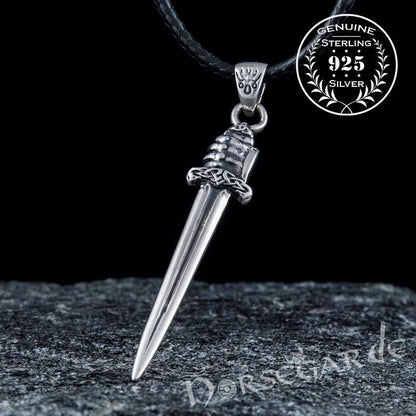 Handcrafted Viking Hand and Sword Pendant - Sterling Silver