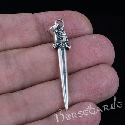Handcrafted Viking Hand and Sword Pendant - Sterling Silver