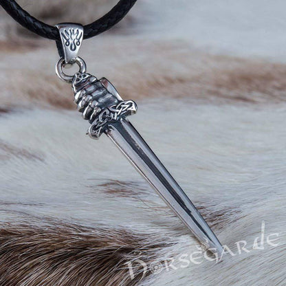 Handcrafted Viking Hand and Sword Pendant - Sterling Silver