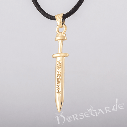 Handcrafted Viking Rune Sword Pendant - Gold