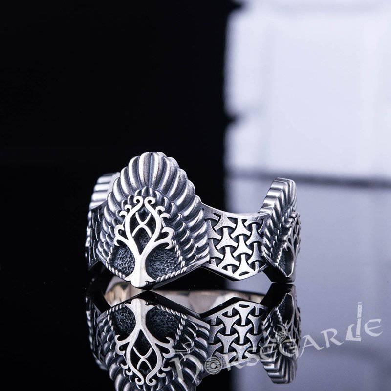 Handcrafted Yggdrasil Crown Band - Sterling Silver