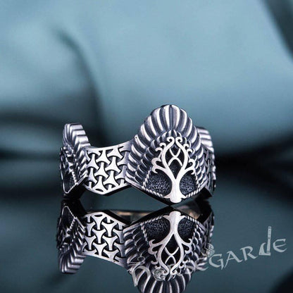 Handcrafted Yggdrasil Crown Band - Sterling Silver