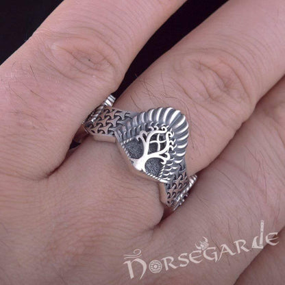 Handcrafted Yggdrasil Crown Band - Sterling Silver