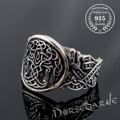 Handcrafted Yggdrasil Jellinge Style Ring - Sterling Silver