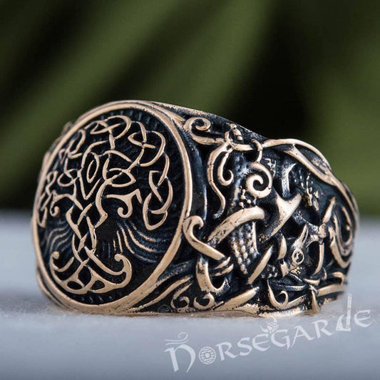 Handcrafted Yggdrasil Mammen Style Ring - Bronze