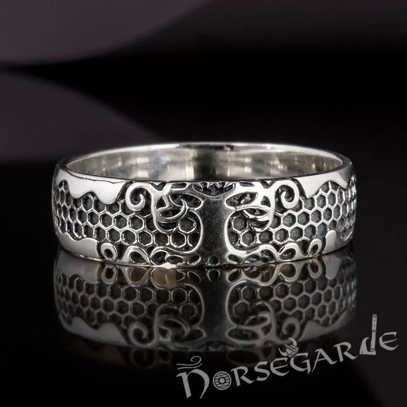 Handcrafted Yggdrasil Patterned Band - Sterling Silver