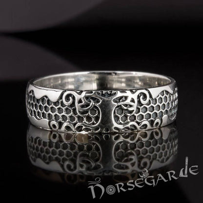 Handcrafted Yggdrasil Patterned Band - Sterling Silver