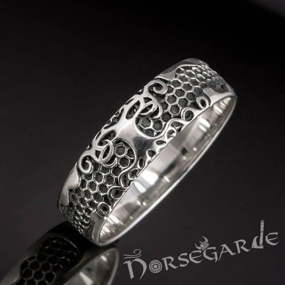 Handcrafted Yggdrasil Patterned Band - Sterling Silver