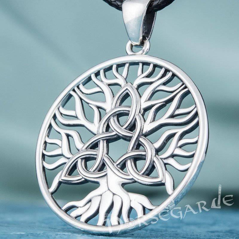 Handcrafted Yggdrasil Triquetra Pendant - Sterling Silver
