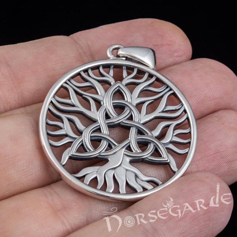Handcrafted Yggdrasil Triquetra Pendant - Sterling Silver
