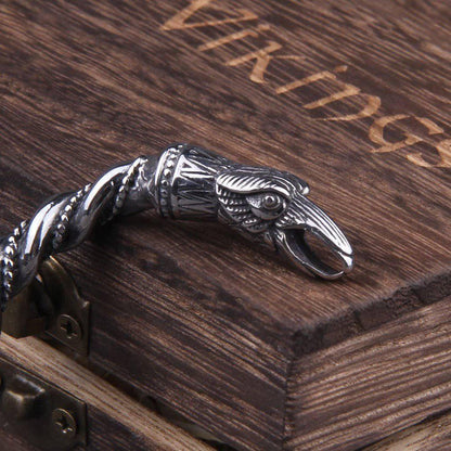 Hugin and Munin Raven Torc Bracelet - Stainless Steel