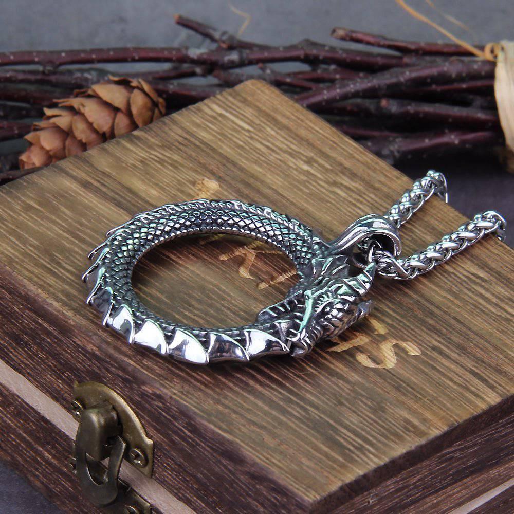 Jormungandr Ouroboros Pendant - Stainless Steel
