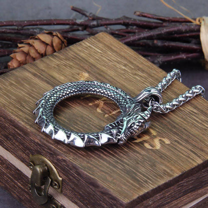 Jormungandr Ouroboros Pendant - Stainless Steel