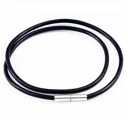 Leather Necklace with Stainless Steel Buckle
