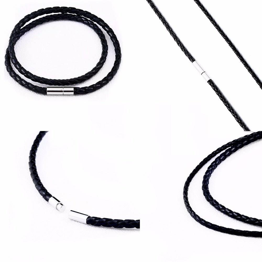 Leather Necklace with Stainless Steel Buckle