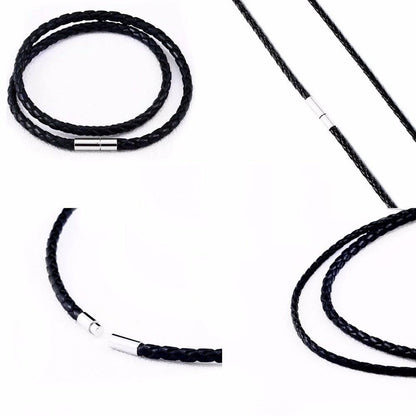 Leather Necklace with Stainless Steel Buckle