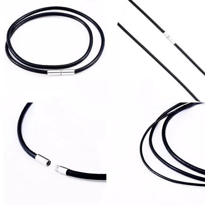 Leather Necklace with Stainless Steel Buckle