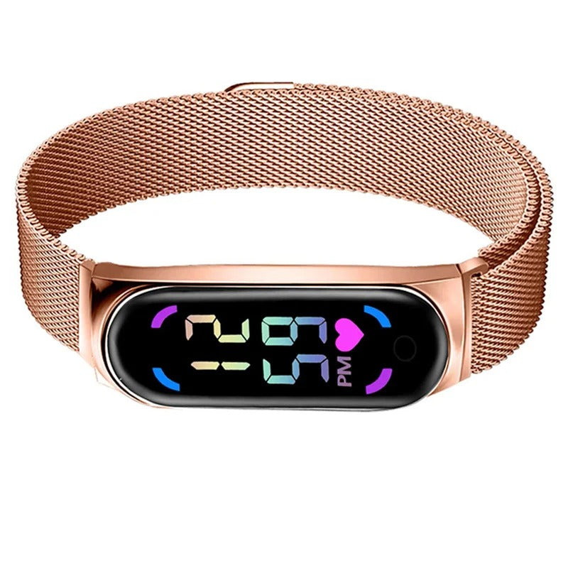 LED watch with magnetic strap for women