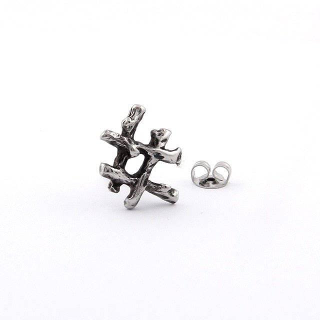 Ingwaz Rune Stud Earrings - Sterling Silver