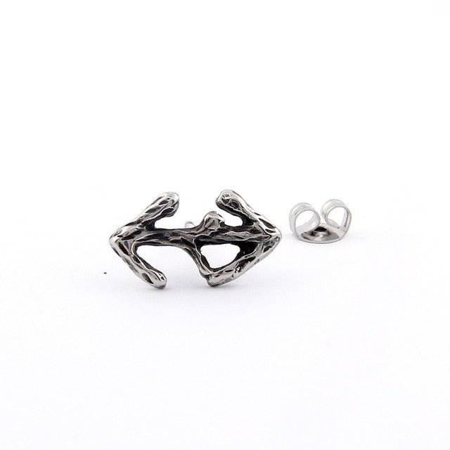 Eihwaz Rune Stud Earrings - Sterling Silver